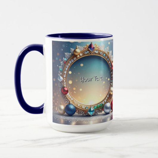 Christmas Jewel Frame Holiday Mug マグカップ (左)