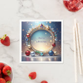 Christmas Jewel Frame Holiday Napkin スタンダードカクテルナプキン (インサイチュ)