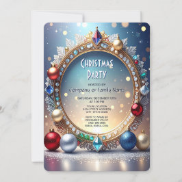Christmas Jewel Frame Holiday Party Invitation 招待状
