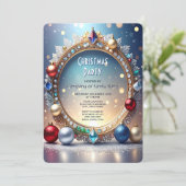 Christmas Jewel Frame Holiday Party Invitation 招待状 (スタンド正面)