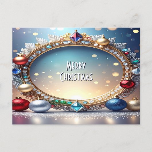 Christmas Jewel Frame Holiday Postcard ポストカード (正面)