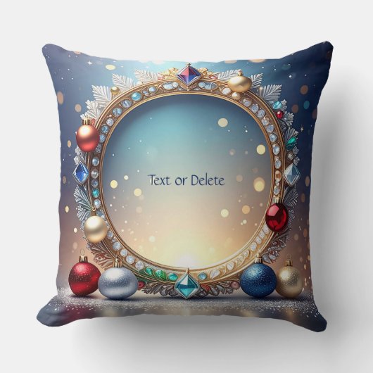 Christmas Jewel Frame Holiday Throw Pillow クッション (正面)