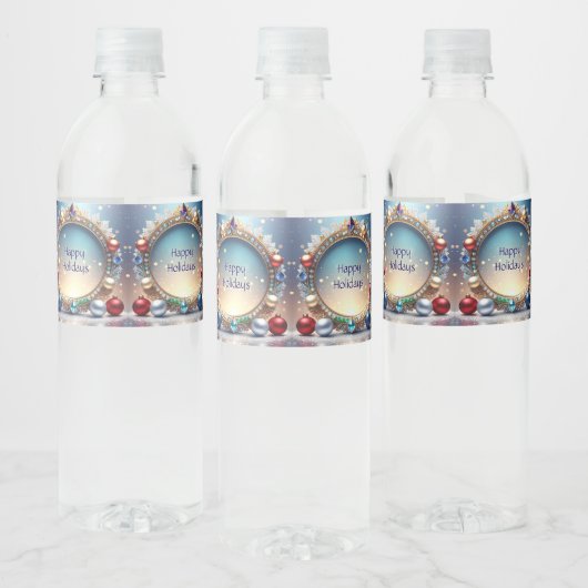 Christmas Jewel Frame Holiday Water Bottle Label ペットボトルラベル (ボトル)
