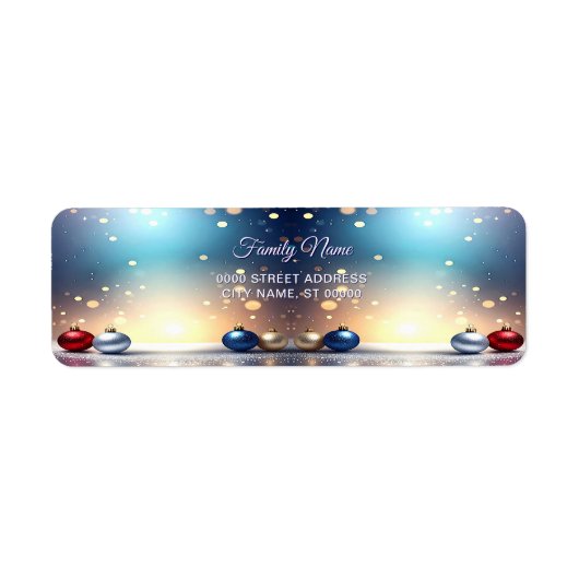 Christmas Jewel Frame Return Address Label ラベル (正面)