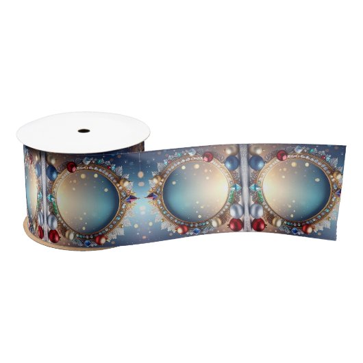 Christmas Jewel Frame Satin Ribbon サテンリボン (リール)