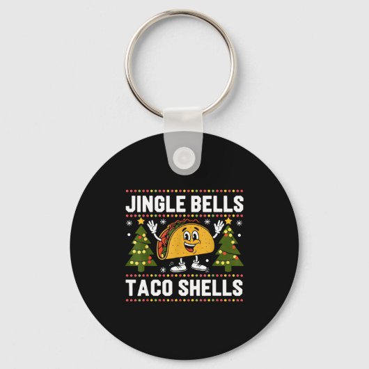 Christmas Jingle Bells Taco Shells Funny Xmas Taco キーホルダー (正面)