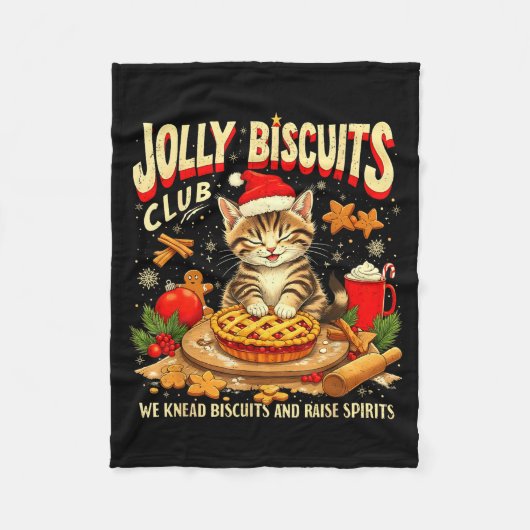 Christmas Jolly Biscuits Club Cute Cat Lovers Baki フリースブランケット (正面)