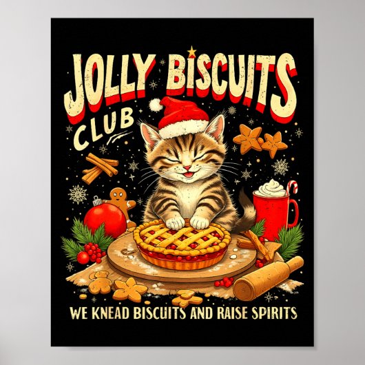 Christmas Jolly Biscuits Club Cute Cat Lovers Baki ポスター (正面)