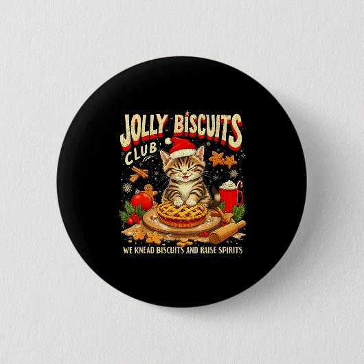 Christmas Jolly Biscuits Club Cute Cat Lovers Baki 缶バッジ (正面)