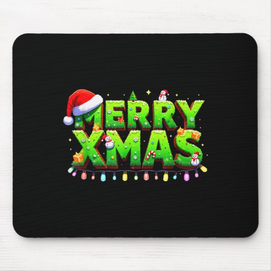 Christmas Jolly Creeper Pixel Art Xmas Funny Gamer マウスパッド (正面)