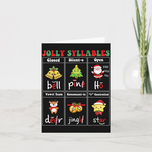 Christmas Jolly Syllables Teacher Students Funny S カード (正面)
