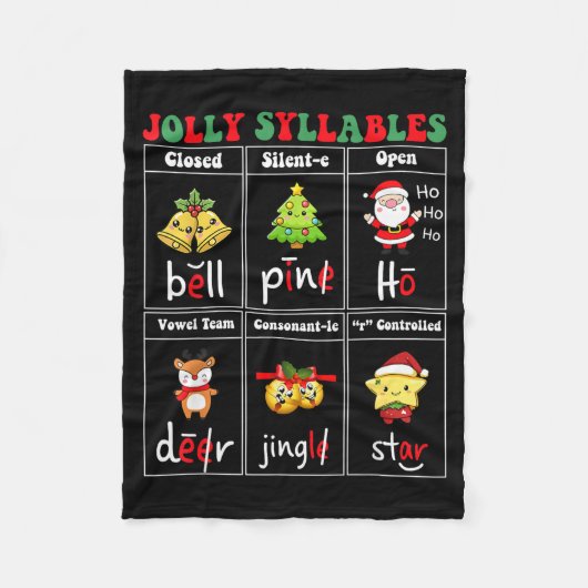 Christmas Jolly Syllables Teacher Students Funny S フリースブランケット (正面)