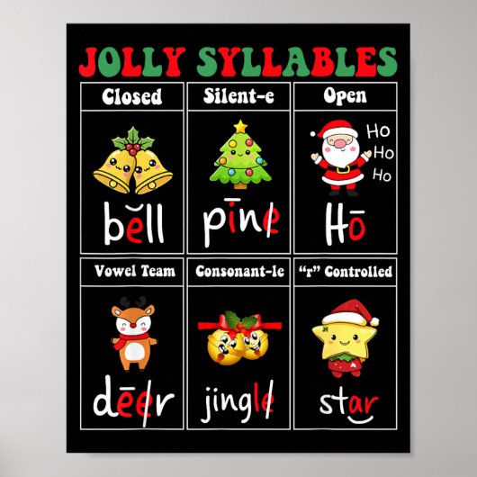 Christmas Jolly Syllables Teacher Students Funny S ポスター (正面)