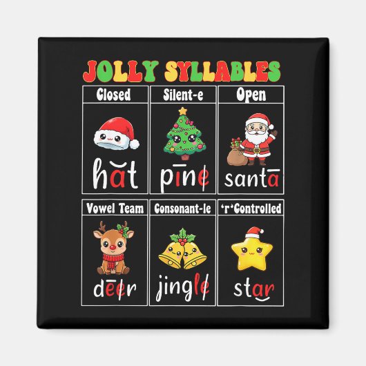Christmas Jolly Syllables Teacher Students Funny S マグネット (正面)