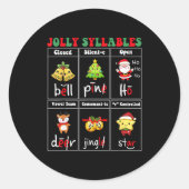 Christmas Jolly Syllables Teacher Students Funny S ラウンドシール (正面)