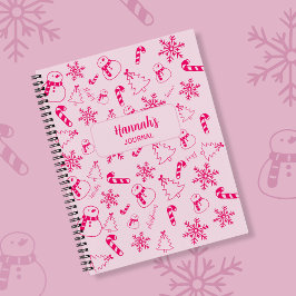 Christmas Journal – Pink Winter Holiday Notebook ノートブック
