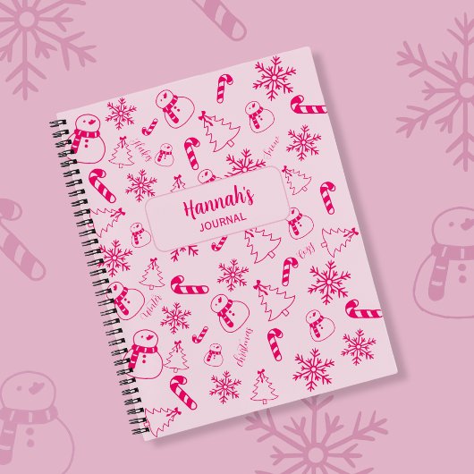 Christmas Journal – Pink Winter Holiday Notebook ノートブック