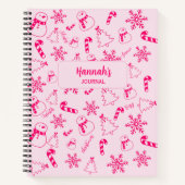 Christmas Journal – Pink Winter Holiday Notebook ノートブック (正面)