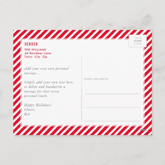 CHRISTMAS JOYオーバーレイモダンフォトスクリプ書ト シーズンポストカード (裏面)