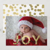 CHRISTMAS JOYゴールドフォイル&ブラックフォトモダンー シーズンカード (正面/裏面)