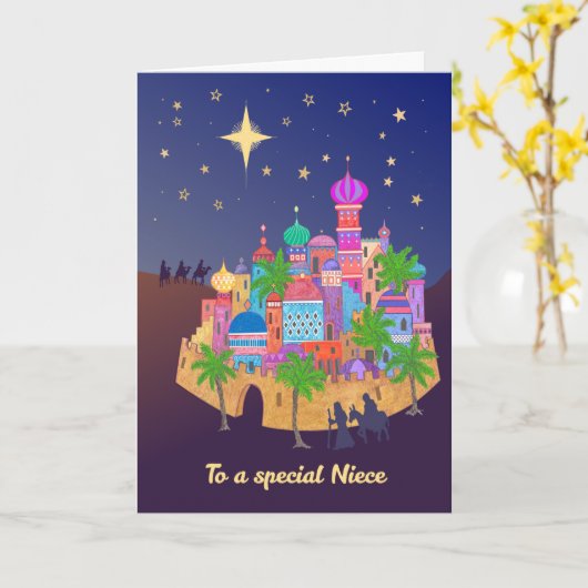 Christmas Joy Bethlehem for Niece Card カード (黄色い花)