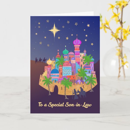 Christmas Joy Bethlehem for Son in Law Card カード (黄色い花)