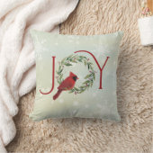 Christmas JOY Cardinal in Wreath  クッション (ブランケット)