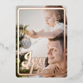 Christmas Joy Peace Keepsake Photo Rose Gold 箔シーズンカード (正面)