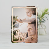 Christmas Joy Peace Keepsake Photo Rose Gold 箔シーズンカード (立ち正面)