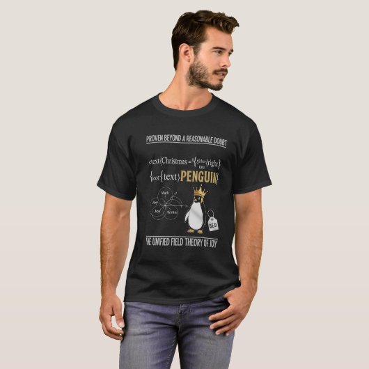 Christmas Joy Proven By Penguin Math Tシャツ (正面フル)
