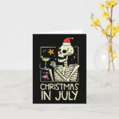Christmas July Skeleton Flamingo Funny Summer Xmas カード (黄色い花)