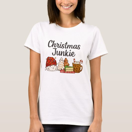 Christmas Junkie Dessert Print | Cozy Xmas graphic Tシャツ (正面)