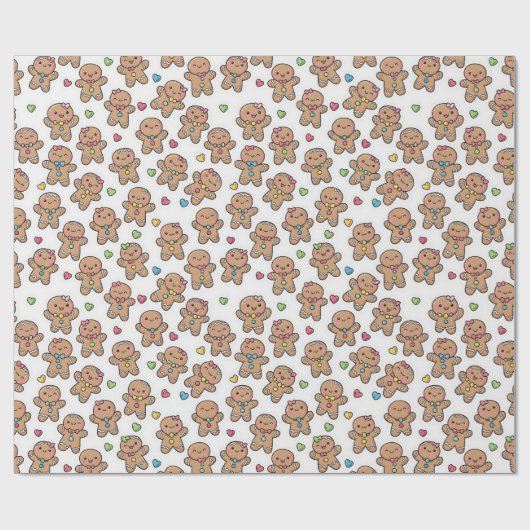 Christmas Kawaii Gingerbread Men Wrapping Paper ラッピングペーパー (フラット)