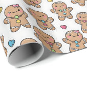 Christmas Kawaii Gingerbread Men Wrapping Paper ラッピングペーパー (ロールコーナー)