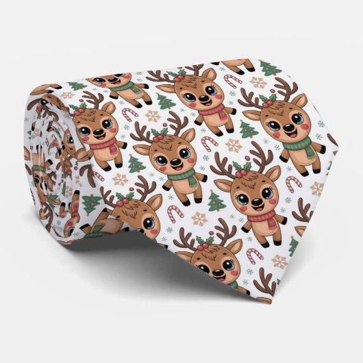 Christmas Kawaii Pattern ネクタイ (ロール)