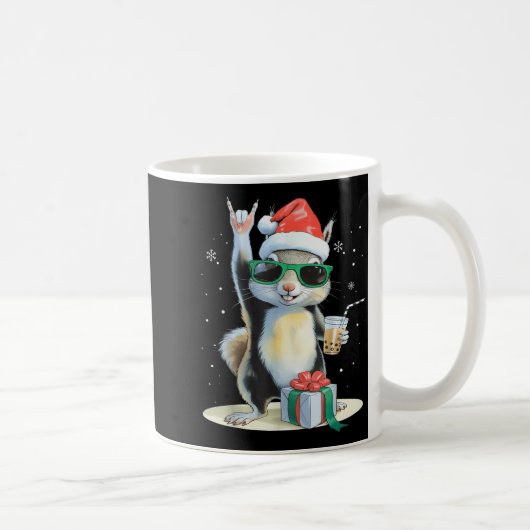 Christmas Kawaii Squirrel Bubble Tea Boba Squirrel コーヒーマグカップ (右)