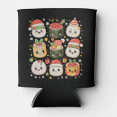 Christmas Kawaii Sushi Santa Japanese Food Xmas 缶クーラー (正面)