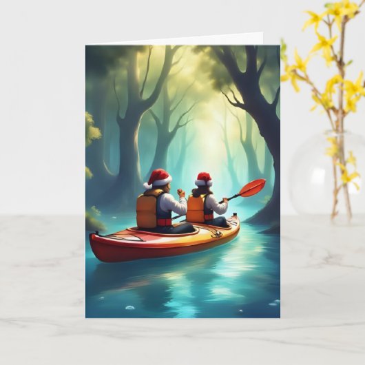 Christmas Kayak Adventure – Holiday Greeting Card カード (黄色い花)
