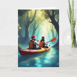 Christmas Kayak Adventure – Holiday Greeting Card カード