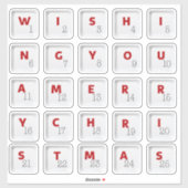 Christmas Keyboard Keys Alphabets Advent Calendar シール (シート)