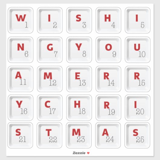Christmas Keyboard Keys Alphabets Advent Calendar シール (シート)