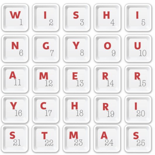 Christmas Keyboard Keys Alphabets Advent Calendar シール (正面)