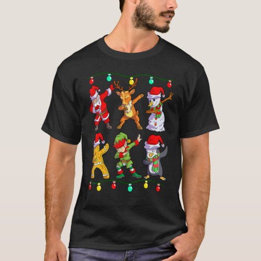 Christmas Kids Boys Men Dabbing Santa Elf Deer Fri Tシャツ (正面)