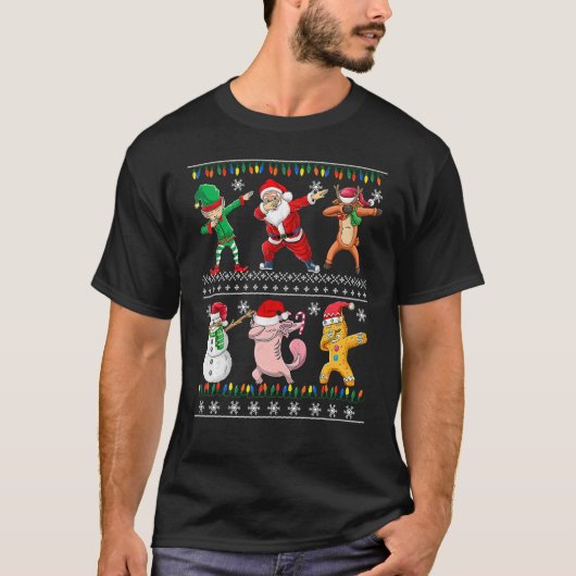 Christmas Kids Boys Men Dabbing Santa Elf Deer Fri Tシャツ (正面)