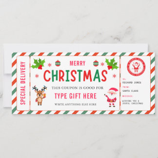 Christmas Kids Coupon Certificate Rudolph Santa 招待状