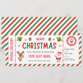 Christmas Kids Coupon Certificate Rudolph Santa 招待状 (正面/裏面)