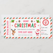 Christmas Kids Coupon Certificate Rudolph Santa
