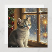Christmas Kitten at the Window シーズンカード (正面/裏面)