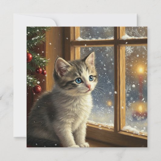 Christmas Kitten at the Window シーズンカード (正面)