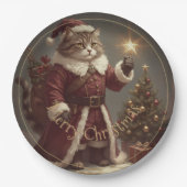Christmas Kitty Cat Holiday Designed ペーパープレート (正面)